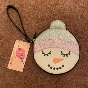 NWT Betsey Johnson snowman wristlet